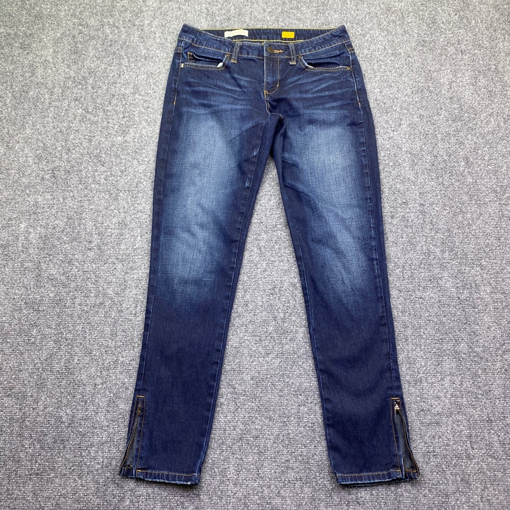 Pilcro and the Letterpress Low Rise‎ Straight Jeans Dark Wash Ankle Zip Size 28